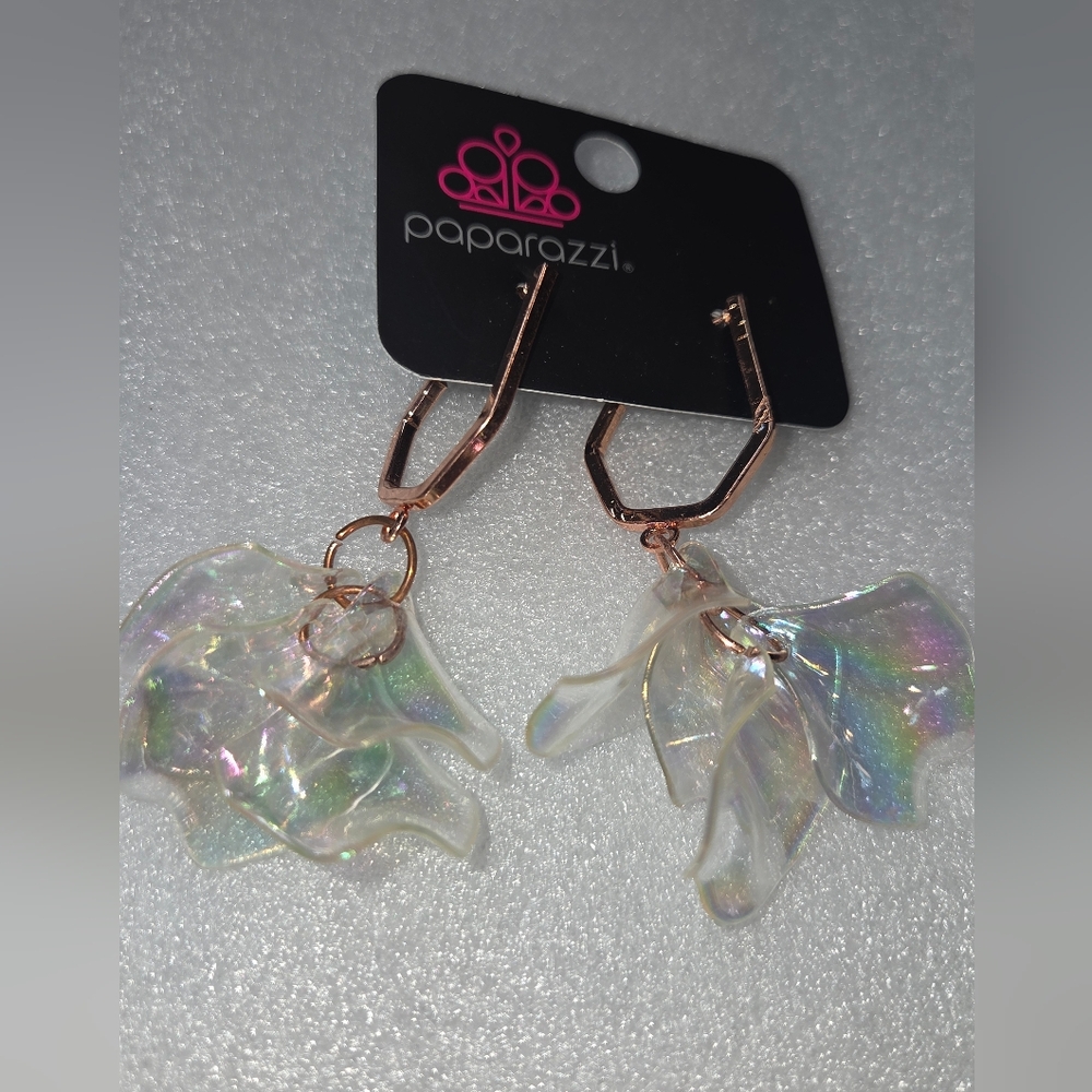Iridescent Floral Earrings with Rose Gold